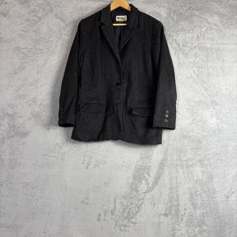 Eddie Bauer Womens Charcoal Gray Wool Cashmere Blend Blazer Size 12 Classic